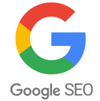 Google-Logo mit dem Text „Google SEO“ darunter.