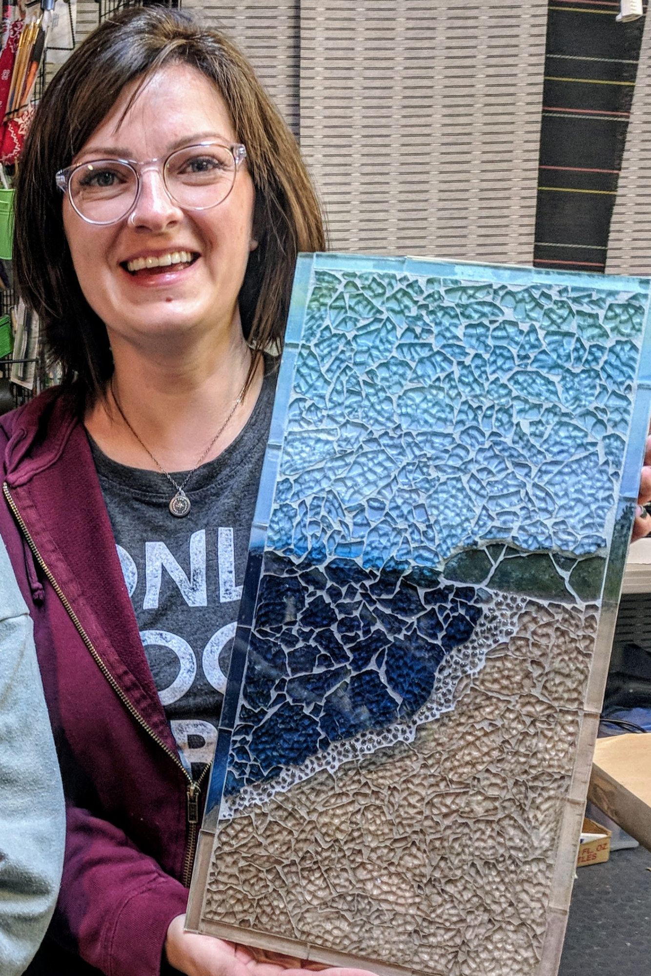 mixed media tempered glass art