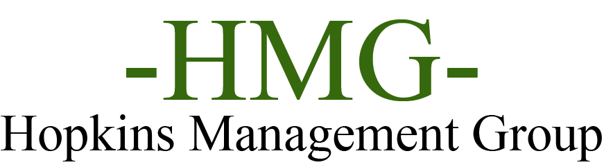 Logo for Hopkins Management Group: dark green text with 