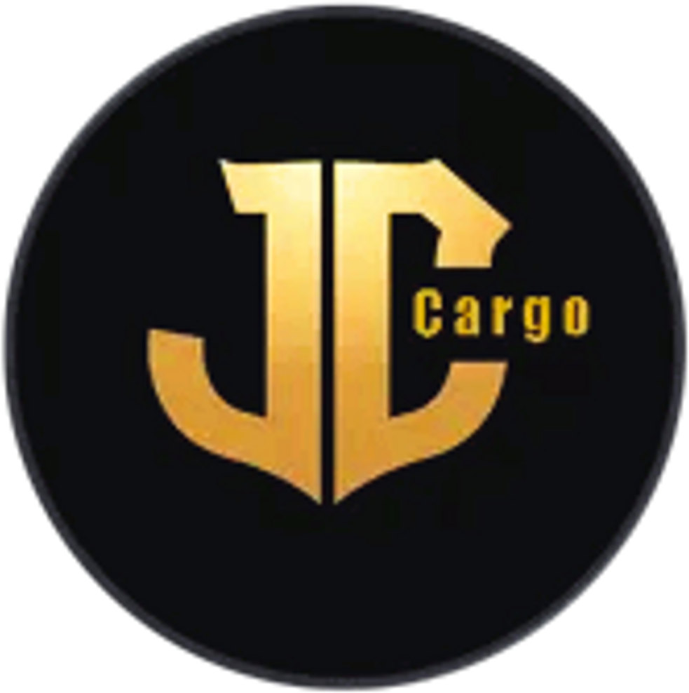 Gold JC Cargo logo on a black circular background