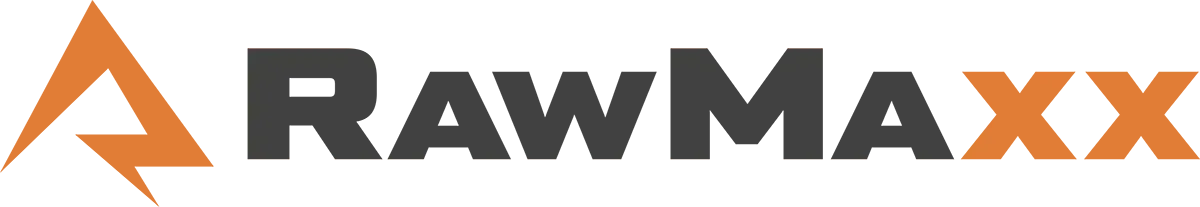 RawMaxx logo in black and orange with a stylized orange triangle icon