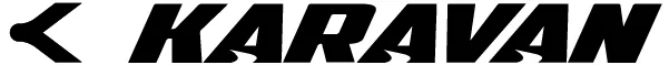 KARAVAN logo in bold black text with stylized chevrons on a white background