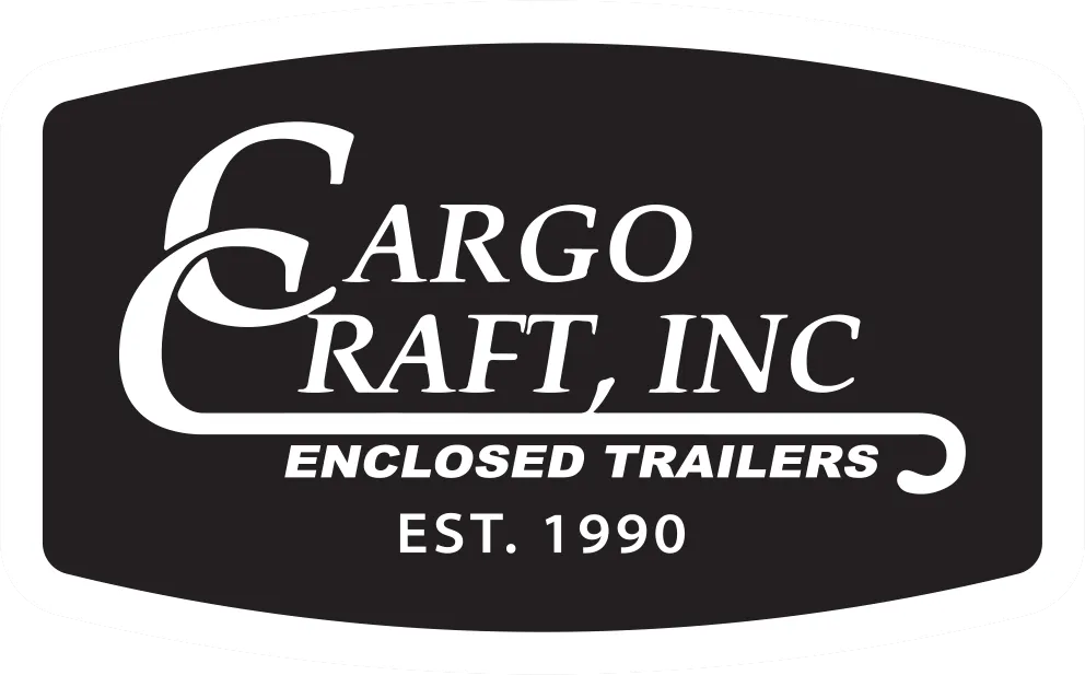 Cargocraft, Inc. logo in white on a black oval, with “Enclosed Trailers” and “Est. 1990” text
