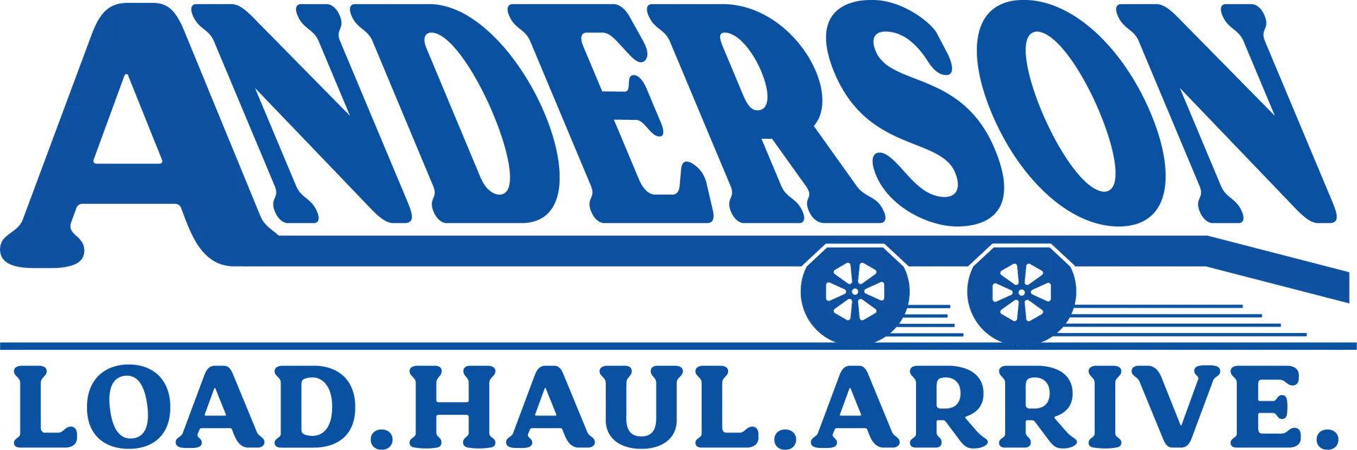 Anderson logo in blue with truck wheels and the tagline “LOAD.HAUL.ARRIVE.”