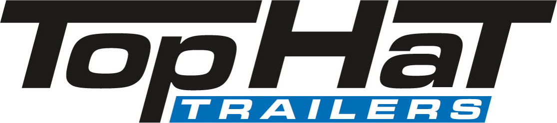 Top Hat Trailers logo with black and blue text on a white background