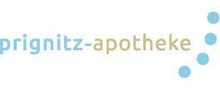 Ein Logo der Prignitz-Apotheke mit blauen Punkten auf weißem Grund.