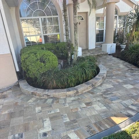 Heritage Cream/Beige/Charcoal Pavers with Coordinating Cream/Beige/Charcoal Garden Wall