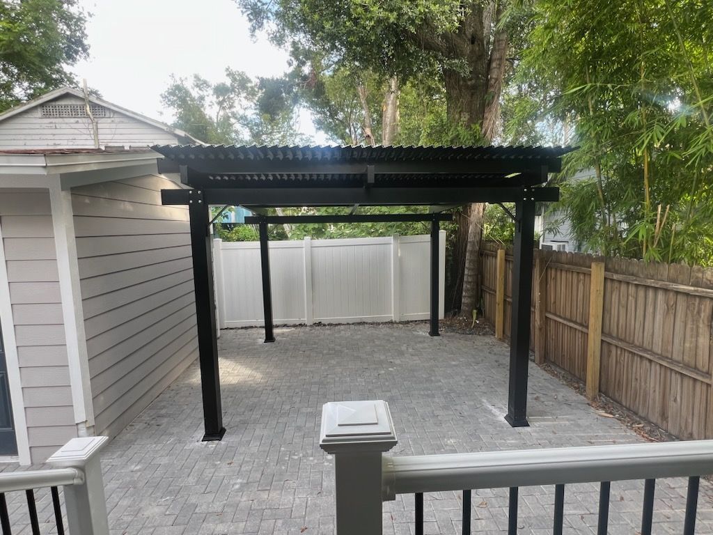 Black Intellishade Pergola