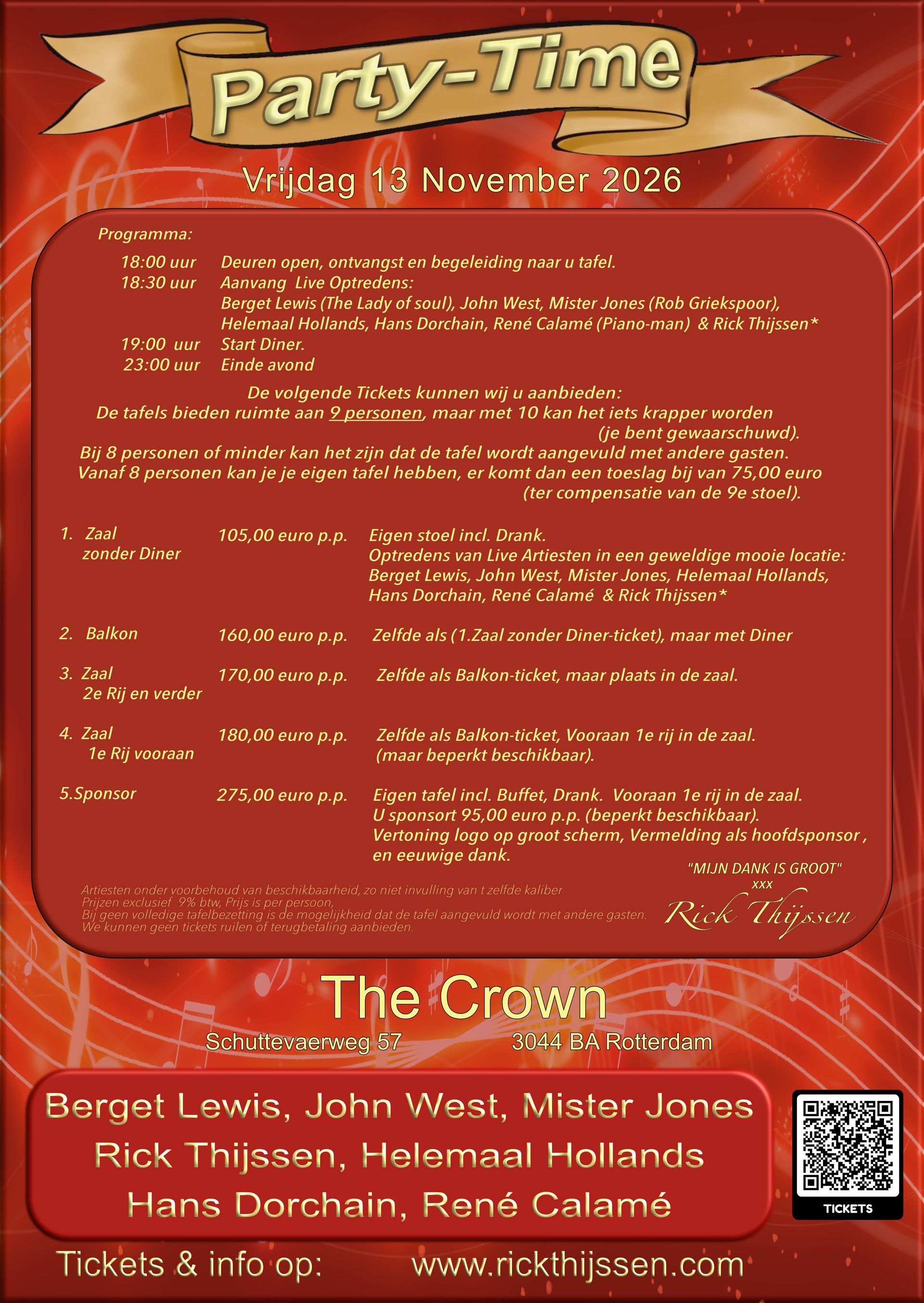 Rode flyer voor het evenement