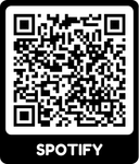 Spotify QR-code in zwart-wit met het Spotify-logo eronder