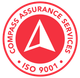 Red and white Compass Assurance Services logo: white arrow in a red circle, with surrounding text and ISO 9001.