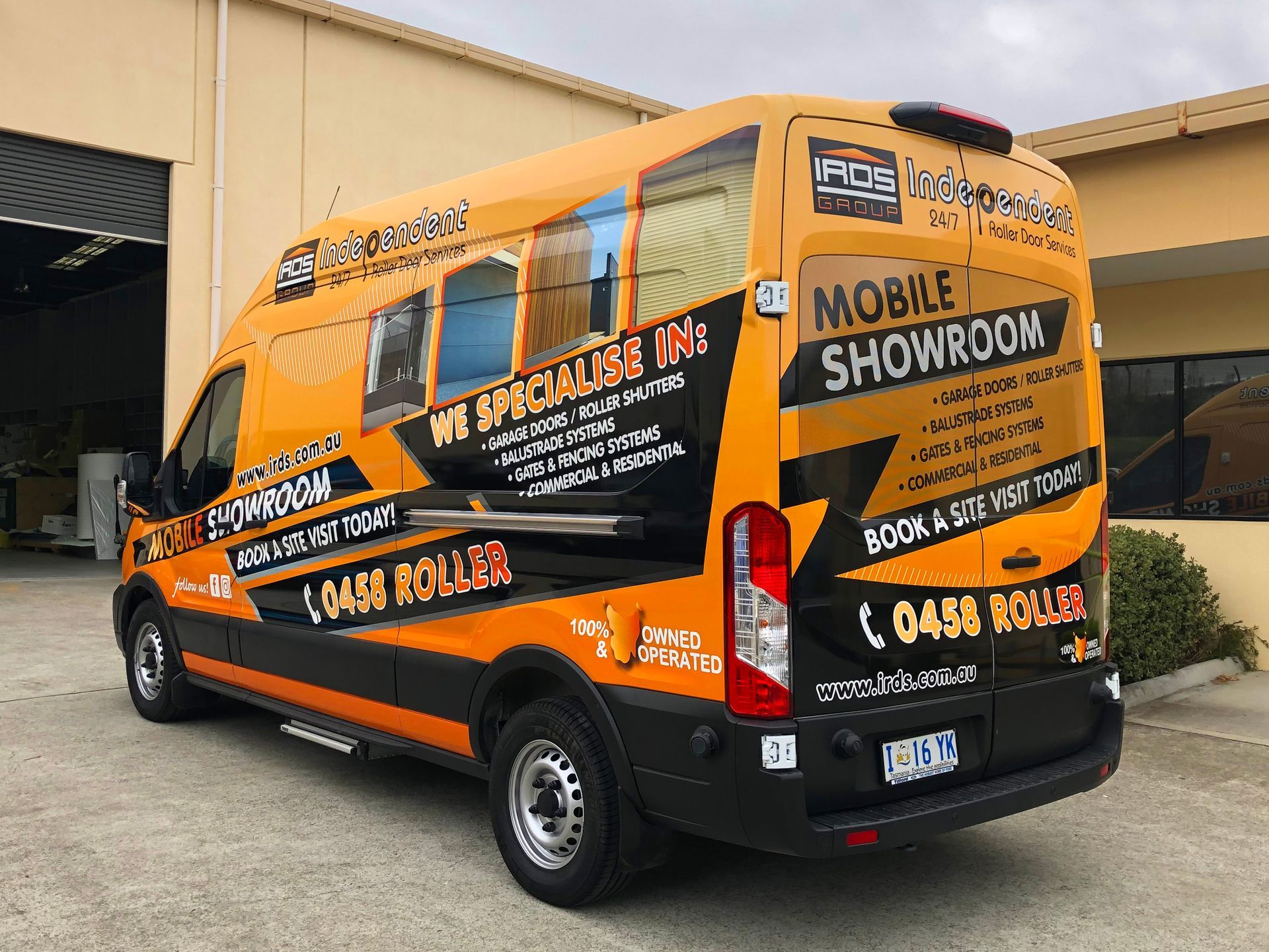 Orange van with 