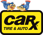 CarX Tire & Auto logo with two cartoon bluebirds. Yellow and black color scheme.