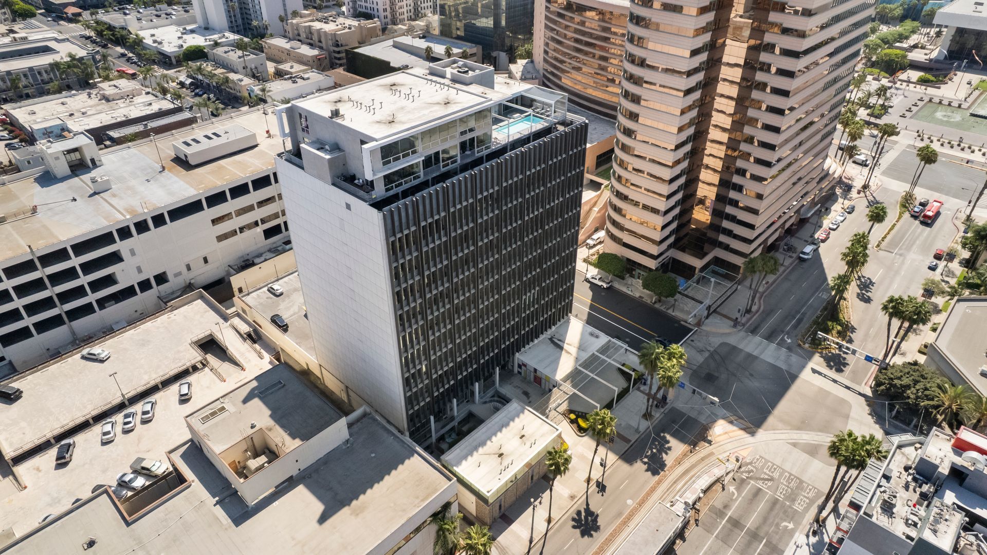 overhead view of building exterior