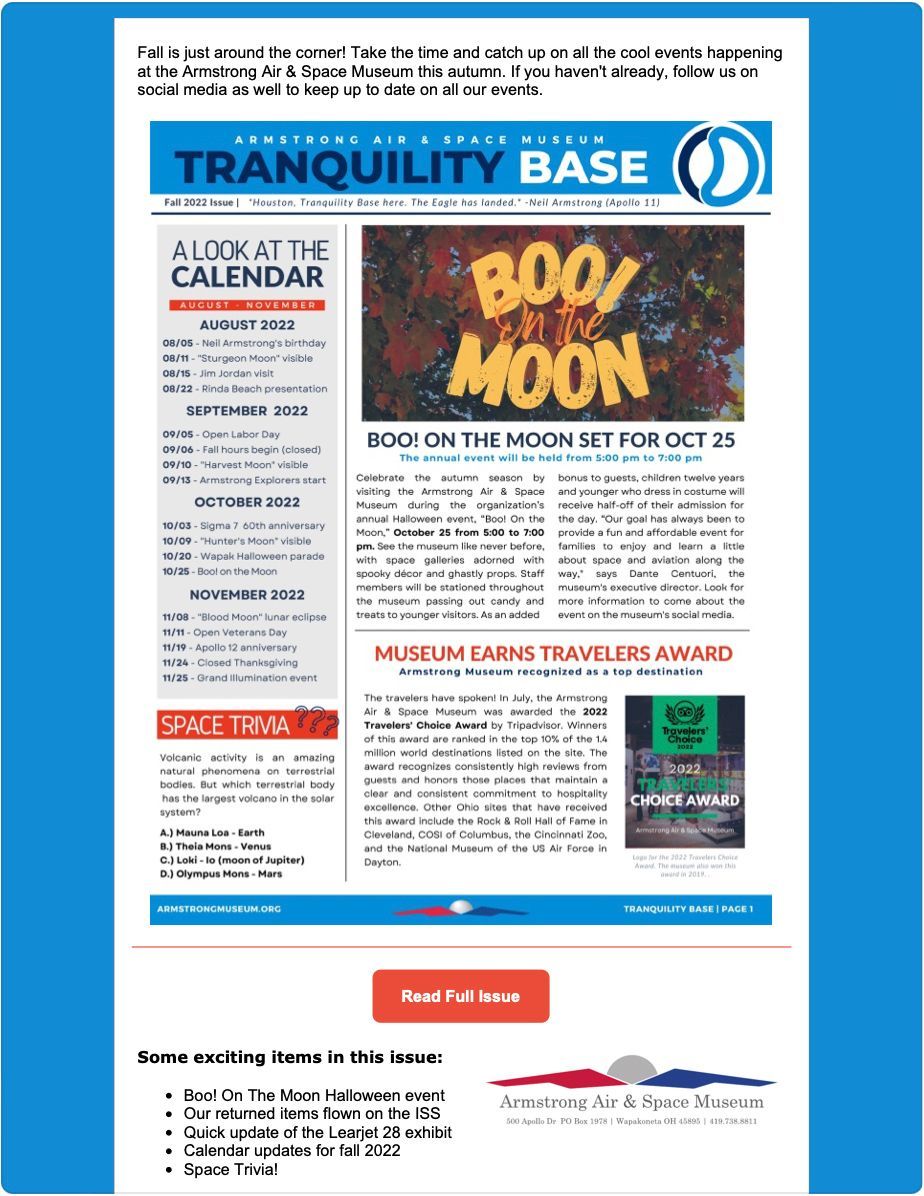 A newspaper with the words tranquility base on it