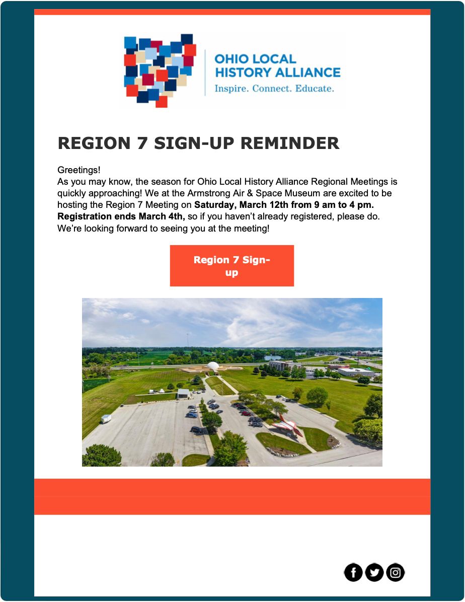 A screenshot of a region 7 sign up reminder.