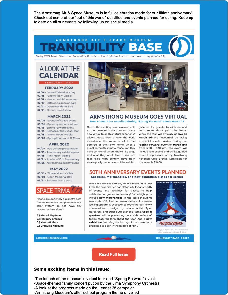 A newspaper with the words tranquility base on it
