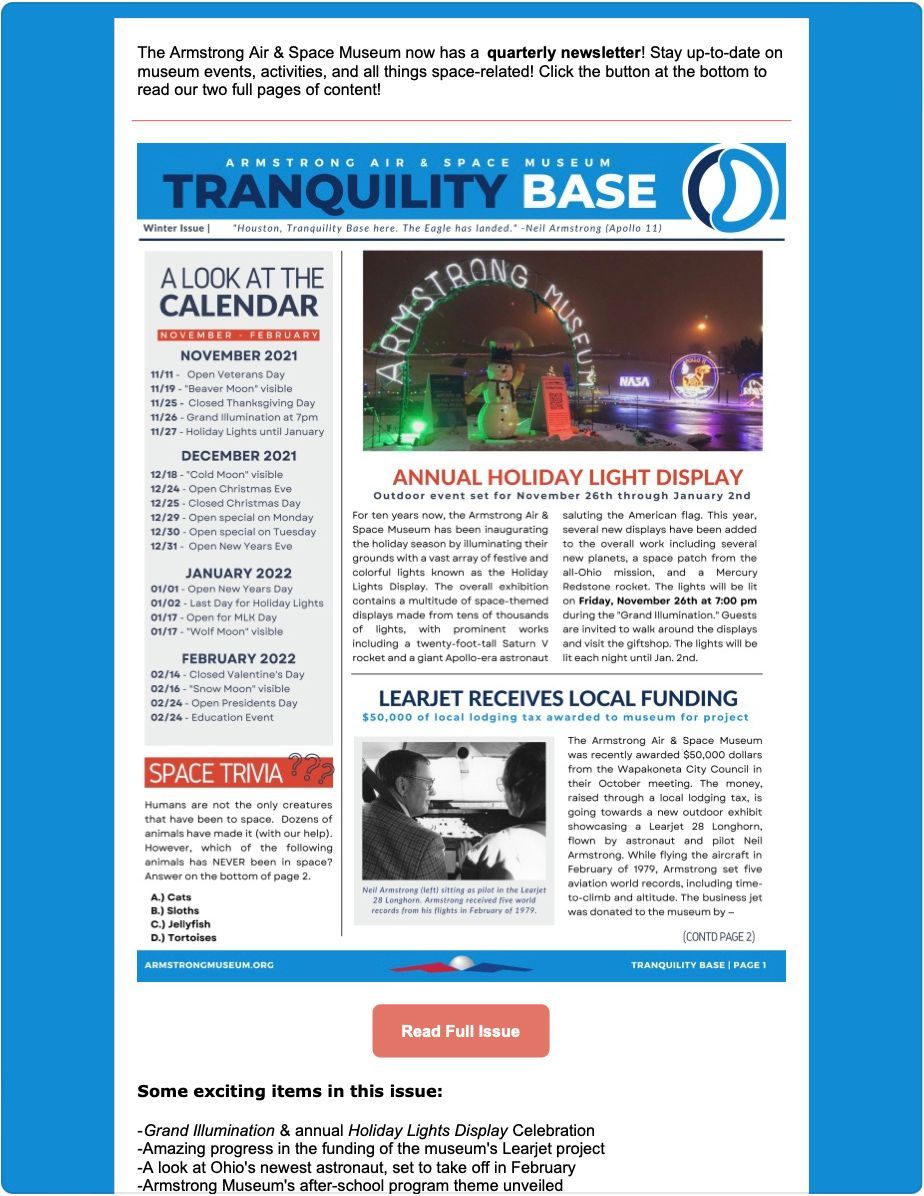 A newspaper with the words tranquility base on it