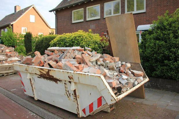 brick cements in the dumpster