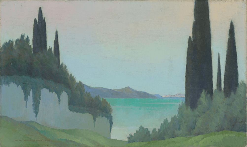 Abend auf Korfu, Öl auf Leinwand, von Bô Yin Râ Abend auf Korfu, Öl auf Leinwand, von Bô Yin Râ