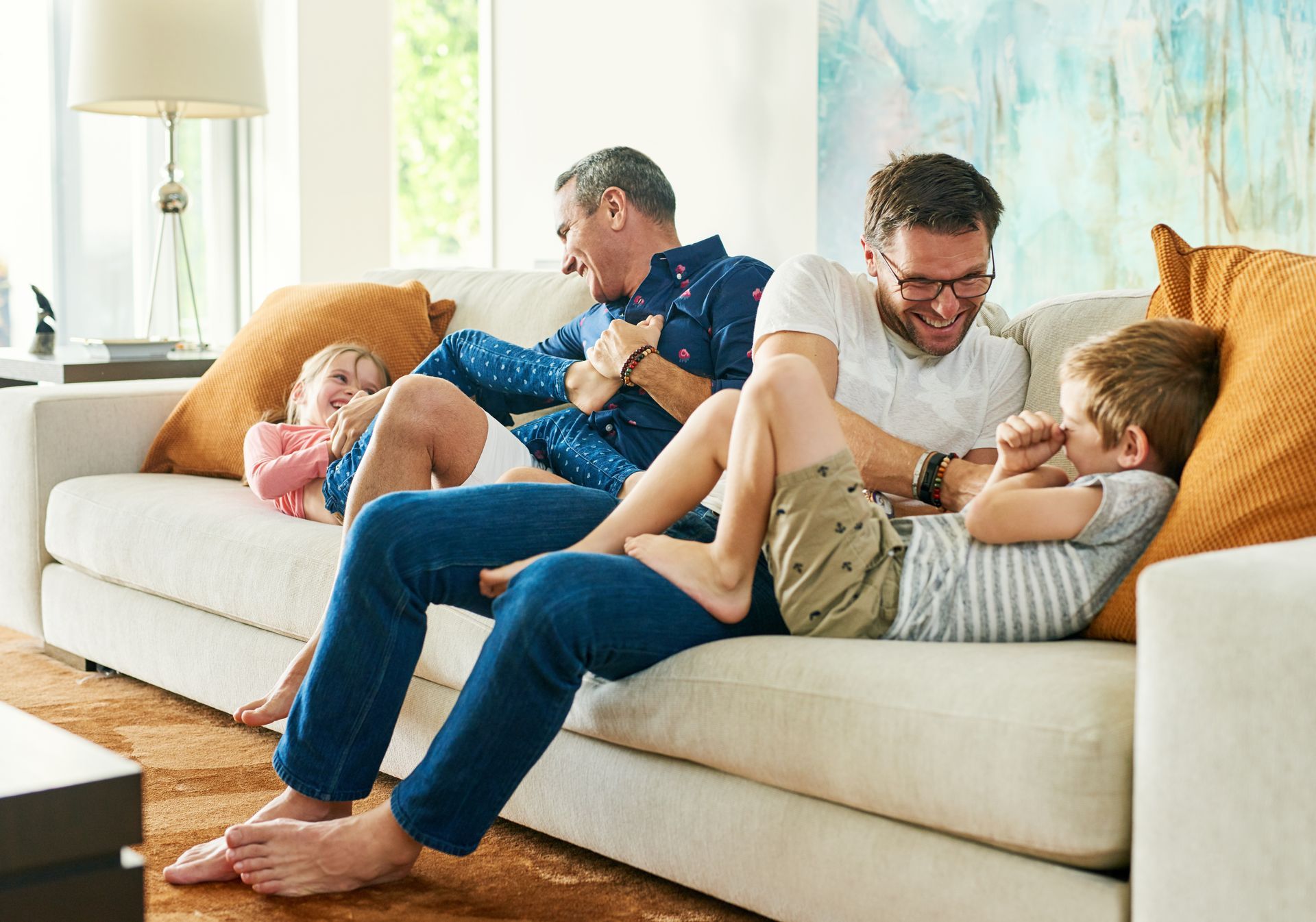 Male couple with children