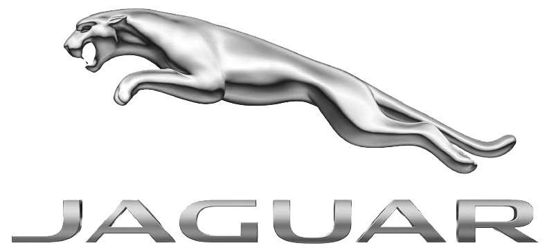 Jaguar logo with a silver leaping jaguar above the word JAGUAR
