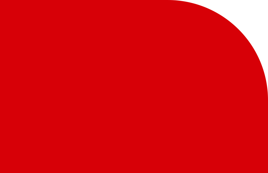 Red rectangular shape with a rounded top-right corner on a white background