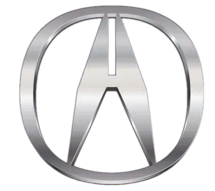 Silver Acura logo in a circle on a white background