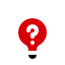 Red lightbulb icon with a white question mark inside.