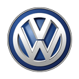 Volkswagen logo in silver and blue circular emblem