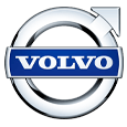 Volvo logo in blue and silver circular emblem