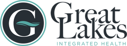 The logo for great lakes integrated health shows a wave in a circle.