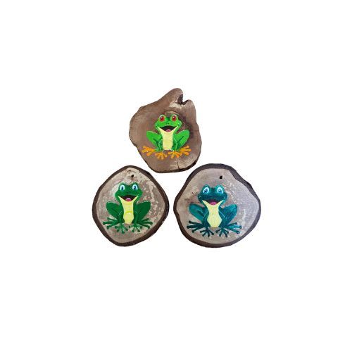 froggy wooden rounds handpainted
