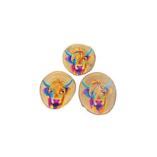 highland cows wooden rounds 