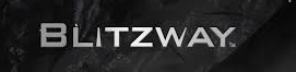 BLITZWAY-logo in metallic zilverkleurige tekst op een donkere, gestructureerde achtergrond.