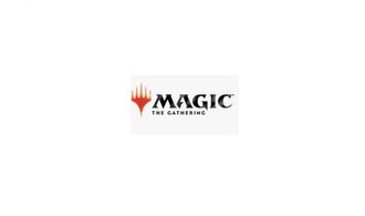 Het Magic the Gathering-logo in zwart en rood op een witte achtergrond.