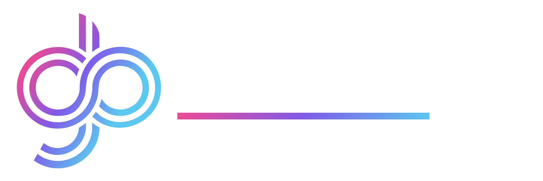 Logo featuring interlocking circles with a gradient and a horizontal line.