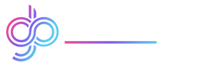 Logo featuring interlocking circles with a gradient and a horizontal line.