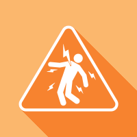 White falling-person hazard sign on orange background