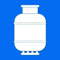 White gas cylinder icon on a blue background