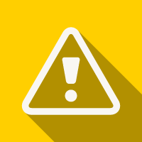 Yellow warning triangle with exclamation mark icon on a yellow background