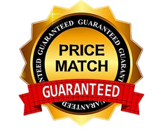 Gold badge icon reading “PRICE MATCH” with red “GUARANTEED” ribbon