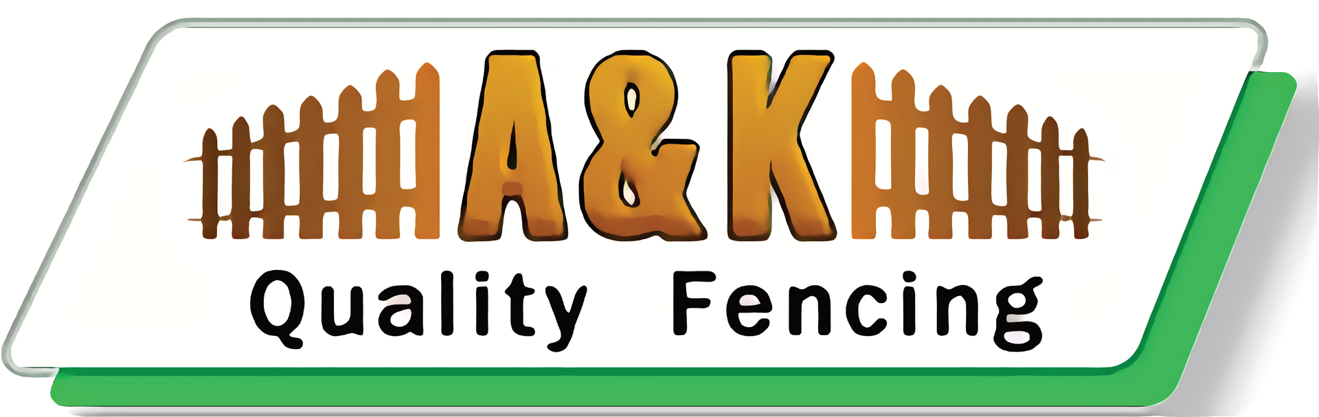 A&K Quality Fencing logo. Brown fence design with brown text