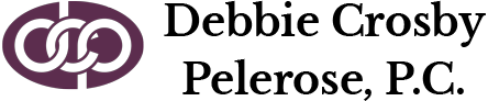 Debbie Crosby Pelerose, P.C. logo in purple and black text with a stylized “DCP” emblem