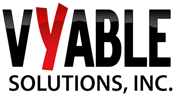 BUA A black and red logo for vyable solutions inc.