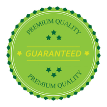 A green sticker that says premium quality guaranteed