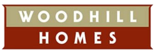 Woodhill Homes logo in white text on tan and red background
