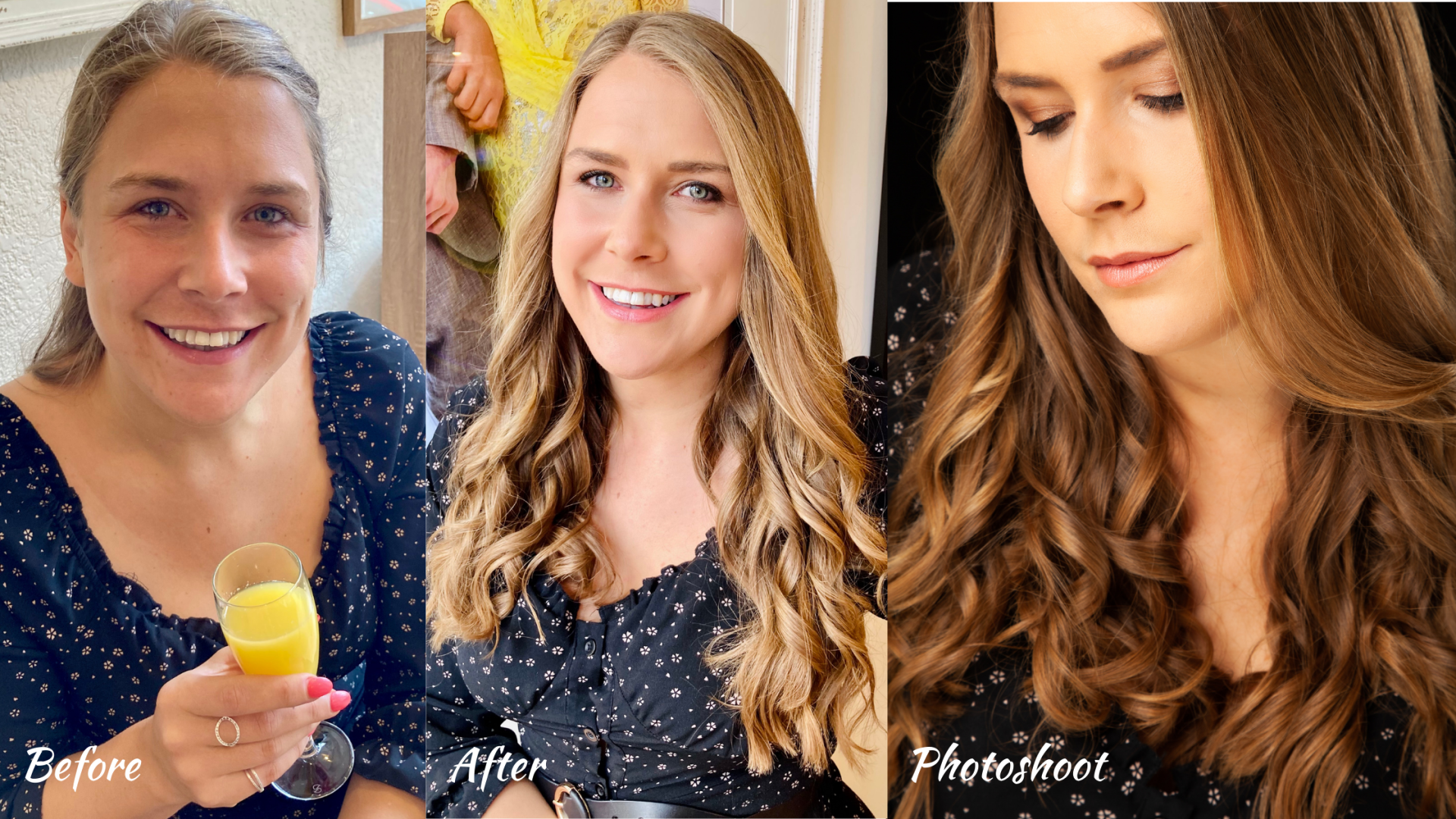 hair and makeup photoshoot transformation before and after
