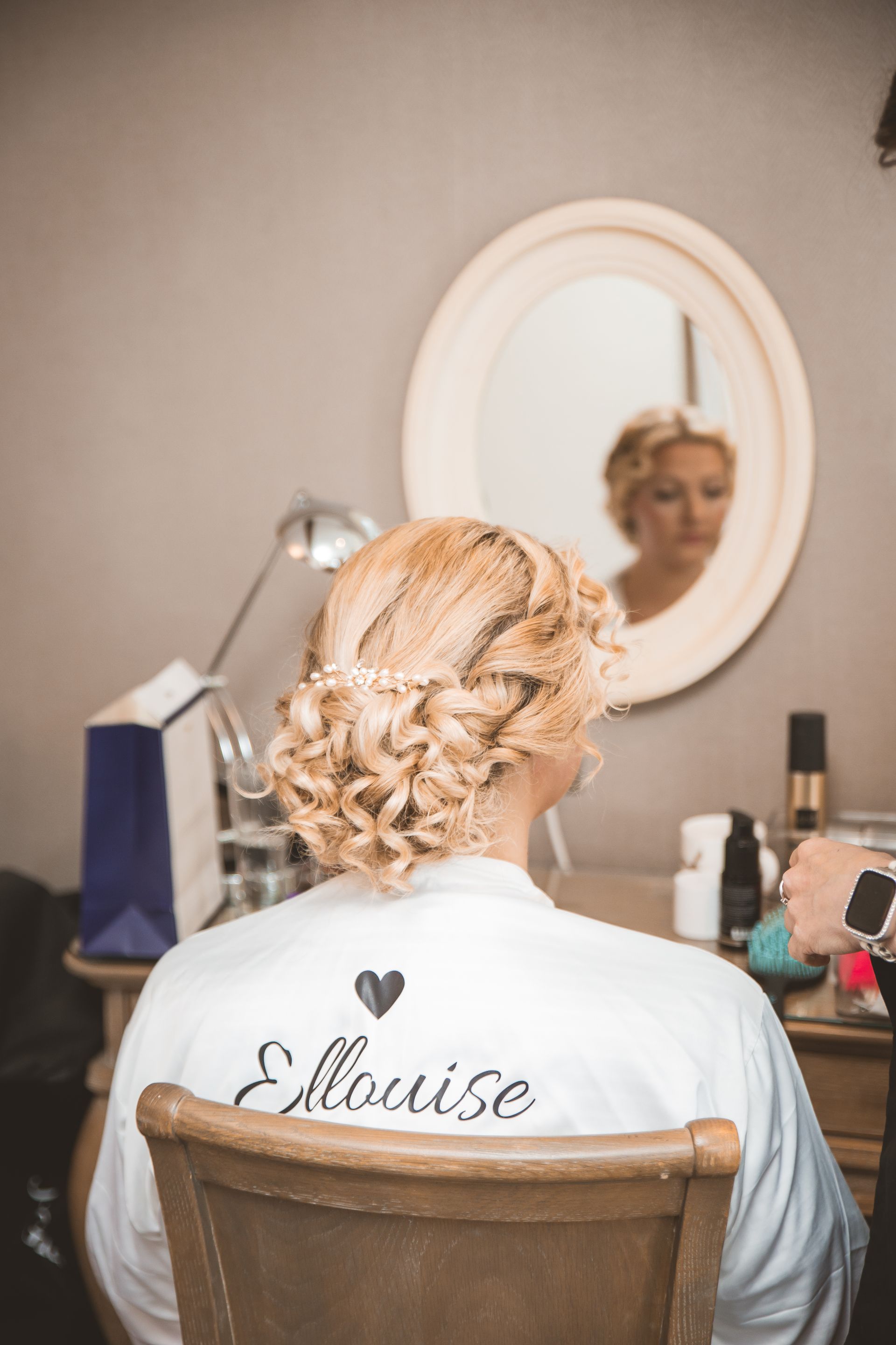 bridal makeup and hairstyle preparation by Jax-Glam Beauty Bristol
