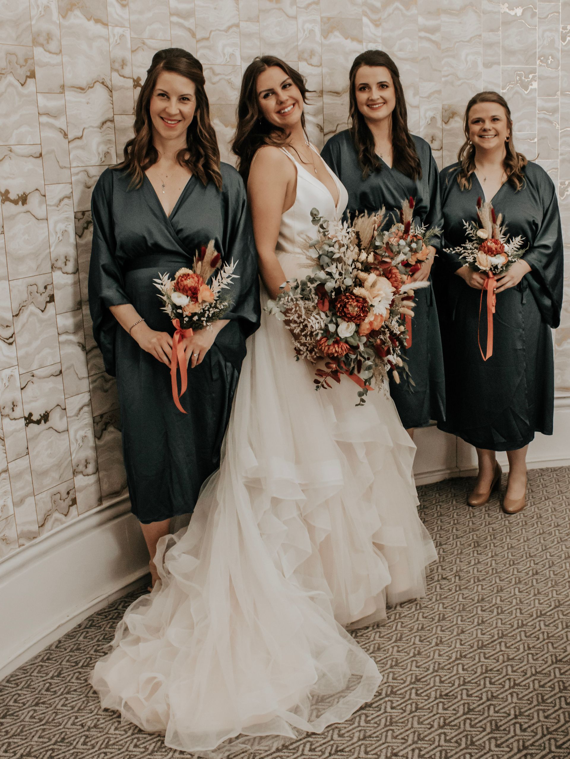 bridal party portrait with coordinated wedding hair and makeup by Jax-Glam Beauty Bristol